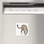 Aimant aquarelle léopard jungle chat animal peint vert (In Situ (Lave-vaisselle))