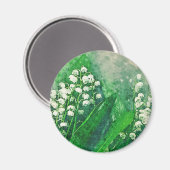 Aimant Aquarelle Lily botanique de la vallée (Recto/Verso)