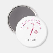 Aimant Aquarelle Magenta rose Merry & sucre de canne doux (Recto/Verso)