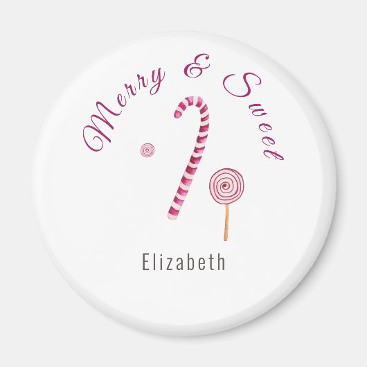 Aimant Aquarelle Magenta rose Merry & sucre de canne doux (Devant)