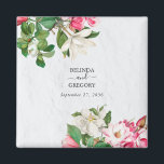 Aimant Aquarelle Magnolia Fleurs Mariage Faveur<br><div class="desc">Une belle aquarelle Magnolia design mariage de fleurs. Un design unique qui utilise des fleurs botaniques vintages rustiques de Magnolia. Un élégant design floral rétro blanc et rose avec une touche de verdure. Un design de mariage chic avec des éléments modernes. Des invitations de mariage et d'autres articles de papeterie...</div>