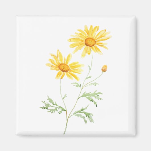 Aimant Aquarelle marguerite jaune (Devant)