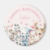 Aimant Aquarelle mignonne Animaux sauvages Fille rose Ann (Devant)