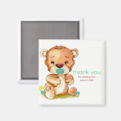 Aimant Aquarelle mignonne Bébé Ours Garçon Merci (Recto/Verso)