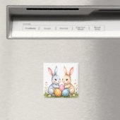 Aimant Aquarelle mignonne lapins de Pâques heureux Pâques (In Situ (Lave-vaisselle))