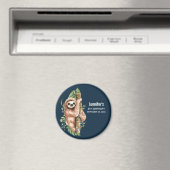 Aimant Aquarelle mignonne Sloth & Feuilles tropicaux Anni (In Situ (Lave-vaisselle))