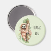 Aimant Aquarelle mignonne Sloth & Merci Feuille Tropical (Recto/Verso)