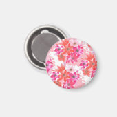 Aimant Aquarelle moderne Fleurs roses (Recto/Verso)