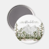 Aimant Aquarelle monogramme Montagne et forêt (Recto/Verso)