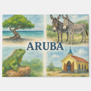 Aimant Aquarelle multivue d'Aruba