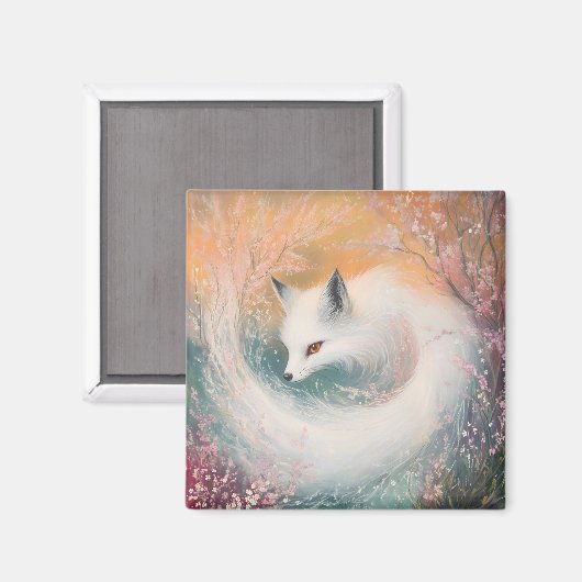 Aimant Aquarelle Mystic Bloom Spring Fox (Recto/Verso)