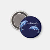 Aimant Aquarelle nautique Dolphin Marine Côte bleue (Recto/Verso)