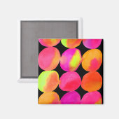 Aimant Aquarelle néon cercle motif couleur art abstrait (Recto/Verso)