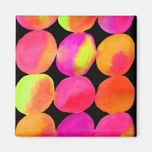 Aimant Aquarelle néon cercle motif couleur art abstrait