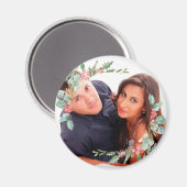 Aimant Aquarelle Noël Holly Jolly Couple photo (Recto/Verso)