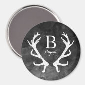 Aimant Aquarelle noire et collier de cerfs rustiques Mono (Recto/Verso)