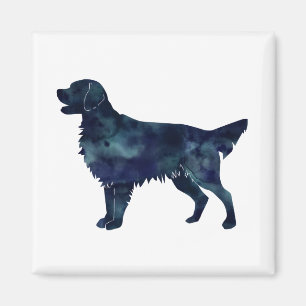 Aimant Aquarelle noire Golden Retriever Silhouette