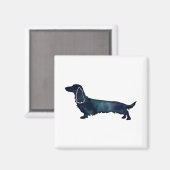 Aimant Aquarelle noire longue hailée Dachshund (Recto/Verso)