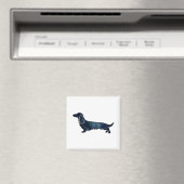 Aimant Aquarelle noire longue hailée Dachshund (In Situ (Lave-vaisselle))
