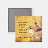 Aimant Aquarelle "Ode to Spring" Oiseau Brown Poème natur (Recto/Verso)