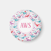 Aimant Aquarelle Oiseaux Monogramme (Devant)