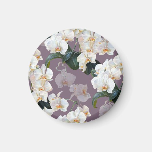 Aimant Aquarelle orchidée lavande foncée. (Devant)