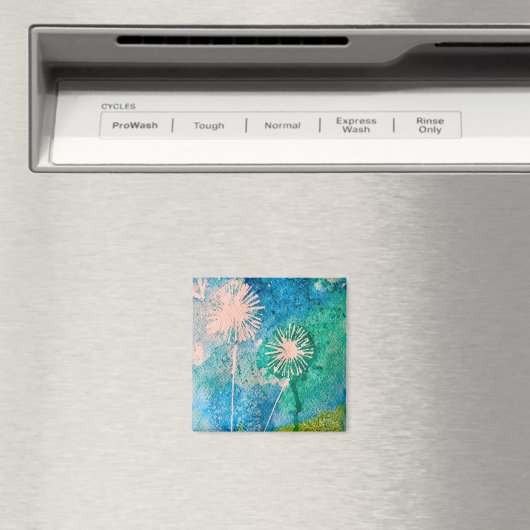 Aimant Aquarelle originale d'art de pissenlit (In Situ (Lave-vaisselle))