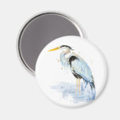 Aimant Aquarelle originale Great Blue Heron Bird (Recto/Verso)