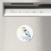 Aimant Aquarelle originale Great Blue Heron Bird (In Situ (Lave-vaisselle))