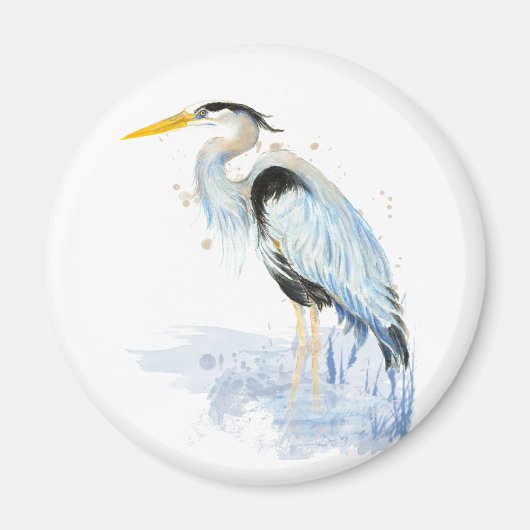 Aimant Aquarelle originale Great Blue Heron Bird (Devant)