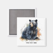 Aimant Aquarelle Ours Noir Bois Art, coutume (Recto/Verso)