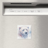 Aimant Aquarelle Ours Polaire Hiver (In Situ (Lave-vaisselle))