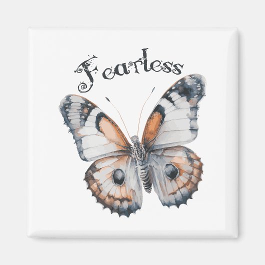 Aimant Aquarelle papillon sans peur Conception graphique, (Devant)