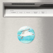 Aimant Aquarelle Peacock Blue Seagull in the Rain Bird (In Situ (Lave-vaisselle))