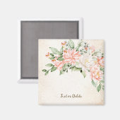 Aimant Aquarelle Pêche Fleurs blanches Élégant (Recto/Verso)