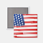 Aimant Aquarelle peinte drapeau américain (Recto/Verso)