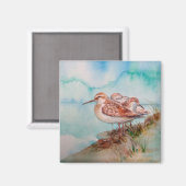 Aimant Aquarelle personnalisée Sandpiper Shore Beach Oise (Recto/Verso)