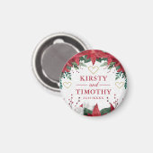 Aimant Aquarelle Poinsettia Noël Mariage d'hiver (Recto/Verso)
