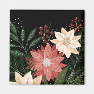 Aimant Aquarelle Premium Elegant Poinsettia