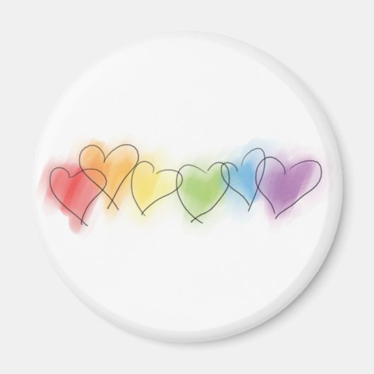 Aimant Aquarelle Rainbow Hearts (Devant)