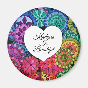 Aimant Aquarelle Rainbow Mandala avec coeur