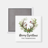 Aimant Aquarelle Renne Rustique Noël (Recto/Verso)
