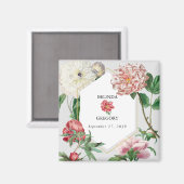 Aimant Aquarelle rose blanc pivoines Mariage (Recto/Verso)