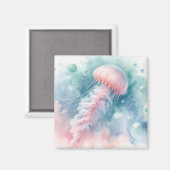 Aimant Aquarelle rose délicate méduse (Recto/Verso)