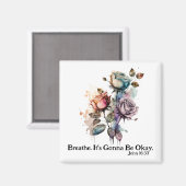 Aimant Aquarelle rose écriture bible verset blanc (Recto/Verso)