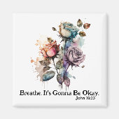 Aimant Aquarelle rose écriture bible verset blanc (Devant)