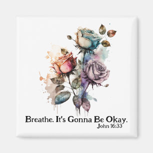 Aimant Aquarelle rose écriture bible verset blanc