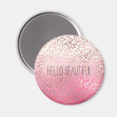 Aimant Aquarelle rose Empreinte de léopard personnalisé (Recto/Verso)