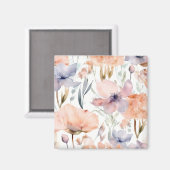 Aimant Aquarelle rose et bleu Fleurs (Recto/Verso)