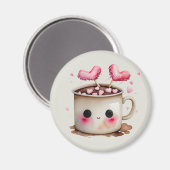 Aimant Aquarelle rose et crème mignonne Mug de cacao chau (Recto/Verso)